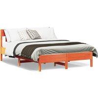 Berkfield Home Bed Frame without Mattress Wax Brown 150x200 cm King Size Solid Wood Pine