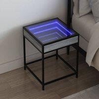 Berkfield Home Bedside Table with Infinity LED Grey Sonoma 40x40x51 cm | Size: 40 x 40 x 51 cm