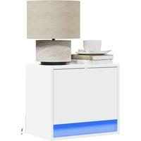 Wall-mounted Bedside Cabinet with LED Lights White