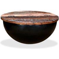 Coffee Table Solid Reclaimed Wood Black Bowl Shape