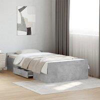 Berkfield Home Bed Frame with Drawers without Mattress Concrete Grey 75x190 cm Small Single