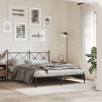 Metal Bed Frame without Mattress with Headboard Black 150x200cm