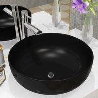 Berkfield Home Basin Ceramic Round Black 41.5x13.5 cm