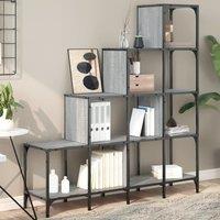 Berkfield Home Bookcase Grey Sonoma 122x30x132 cm Engineered Wood & Metal | Size: 122 x 30 x 132 cm