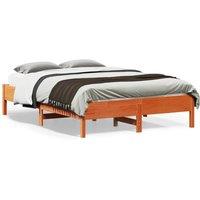 Bed Frame without Mattress Wax Brown 140x190 cm Solid Wood Pine