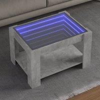 Berkfield Home Coffee Table with LED Concrete Grey 73x53x45 cm Engineered Wood | Size: 73 x 53 x 45 cm