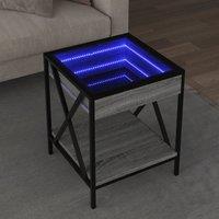 Berkfield Home Coffee Table with Infinity LED Grey Sonoma 40x40x49 cm | Size: 40 x 40 x 49 cm