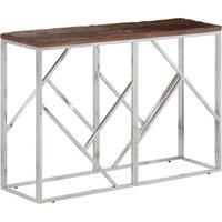 Console Table Silver Stainless Steel and Solid Wood Sleeper
