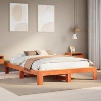 Bed Frame without Mattress Wax Brown 150x200 cm King Size Solid Wood Pine