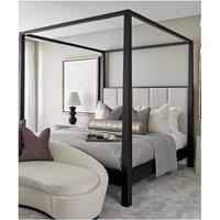 HOB Furniture Washington 4 Poster Bed, Luxury French Velvet, Cream | Size: Super King