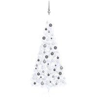 Artificial Half Pre-lit Christmas Tree with Ball Set White 240 cm