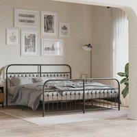 Berkfield Home Metal Bed Frame without Mattress with Footboard Black 183x203cm | Size: 183x203 cm