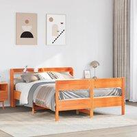 Berkfield Home Bed Frame without Mattress Wax Brown 150x200 cm King Size Solid Wood Pine