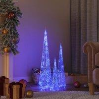 Berkfield Home Acrylic Decorative LED Light Cone Set Blue 30/45/60cm