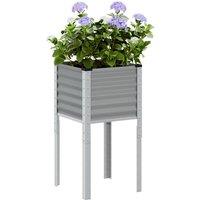 Berkfield Home Garden Planter Grey 45x45x88 cm Steel | Size: 45 x 45 x 88 cm