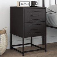 Berkfield Home Bedside Cabinet Black 36x39x60.5 cm Steel