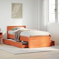 Berkfield Home Bed Frame without Mattress with Headboard Wax Brown 90x200 cm Solid Wood Pine