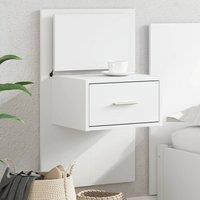 Berkfield Home Wall-mounted Bedside Cabinet with LED Lights White