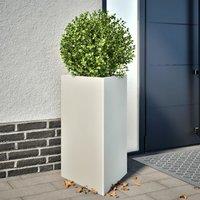 Berkfield Home Garden Planter White Triangular 50x43x75 cm Steel | Size: 50 x 43 x 75 cm