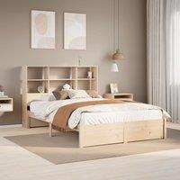 Berkfield Home Bookcase Bed without Mattress 140x200cm Solid Wood Pine in Brown | Size: 140x200 cm