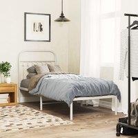 Berkfield Home Metal Bed Frame without Mattress with Headboard White 80x200cm | Size: 80x200 cm