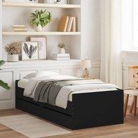 Berkfield Home Bed Frame with Drawers without Mattress Black 90x190 cm Single