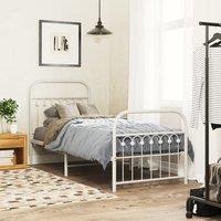 Berkfield Home Metal Bed Frame without Mattress with Footboard White 75x190cm | Size: 75x190 cm