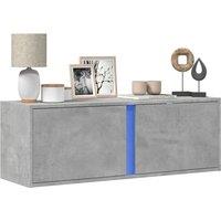 TV Wall Cabinet with LED Lights Concrete Grey 100x31x35 cm