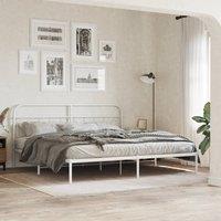 Berkfield Home Metal Bed Frame without Mattress with Headboard White 200x200cm | Size: 200x200 cm