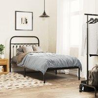 Berkfield Home Metal Bed Frame without Mattress with Headboard Black 90x200cm | Size: 90x200 cm