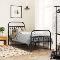 Berkfield Home Metal Bed Frame without Mattress with Footboard Black 80x200cm | Size: 80x200 cm