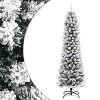 Berkfield Home Artificial Slim Christmas Tree with Flocked Snow 240 cm PVC&PE in White