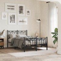 Metal Bed Frame without Mattress with Footboard Black 120x190cm