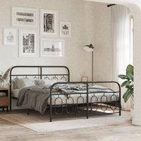 Berkfield Home Metal Bed Frame without Mattress with Footboard Black 135x190cm | Size: 135x190 cm