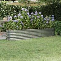 Garden Raised Bed Powder-coated Steel 224x40x36 cm Silver