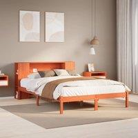 Berkfield Home Bookcase Bed without Mattress Wax Brown 135x190 cm Double Solid Wood Pine