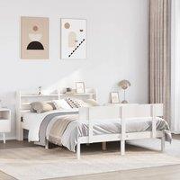 Bed Frame without Mattress White 150x200 cm King Size Solid Wood Pine
