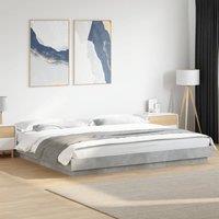 Bed Frame with LED Lights without Mattress Concrete Grey 180x200cm