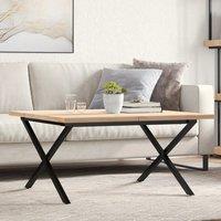 Berkfield Home Coffee Table X-Frame 90x90x45.5 cm Solid Wood Pine & Steel in Brown