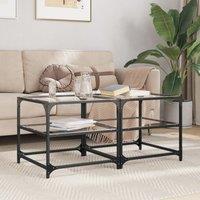 Berkfield Home Coffee Tables with Transparent Glass Top 2 pcs 50x50x45 cm Steel in Brown | Size: 50 x 50 x 45 cm