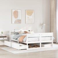 Bed Frame without Mattress White 140x190 cm Solid Wood Pine