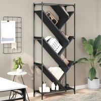 Berkfield Home Bookcase Black 79x30x180 cm Engineered Wood & Metal | Size: 79 x 30 x 180 cm