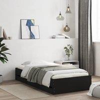 Bed Frame with Drawers without Mattress Black 75x190 cm Small Single