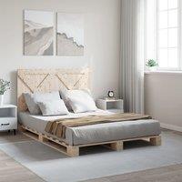 Berkfield Home Bed Frame without Mattress with Headboard 140x200 cm Solid Wood in Brown