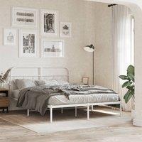 Berkfield Home Metal Bed Frame without Mattress with Headboard White 150x200cm | Size: 150x200 cm