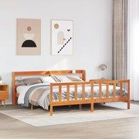 Berkfield Home Bed Frame with Headboard without Mattress Wax Brown 200x200 cm