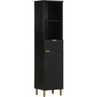 Berkfield Home Bathroom Cabinet Black 38x33x160 cm Solid Wood Mango | Size: 38 x 33 x 160 cm