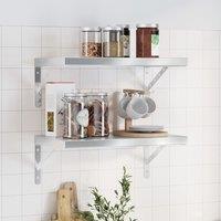 Berkfield Home Wall Shelves 2 pcs 50x30x3 cm Silver Stainless Steel | Size: 50 x 30 x 3 cm