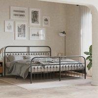 Berkfield Home Metal Bed Frame without Mattress with Footboard Black 183x213cm | Size: 183x213 cm