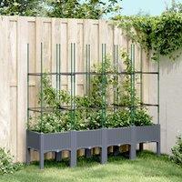 Berkfield Home Garden Planter with Trellis Blue Grey 160x40x142.5 cm PP